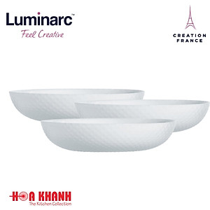 Đĩa Sâu Thủy Tinh Luminarc Precious 20cm đựng thức ăn, kháng vỡ, chịu nhiệt - Bộ 3 đĩa - Q1664