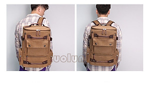 Balo du lịch nam vải canvas cao cấp Dành Cho Đi Học, Dã Ngoại, Đi Phượt, Đựng Laptop (14-17")