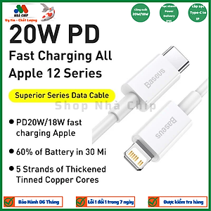 Cáp sạc nhanh siêu bền IP 20W Baseus Superior Series Fast Charging Data Cable Type-C to iP PD (480Mbps)-Hỗ trợ sạc nhanh PD 20W dành cho iPhone 12 / PD 18W dành cho iP11/ iP XS Max- Hàng chính hãng