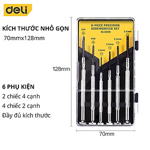 Bộ Tua Vít Đa Năng 6 Chiếc Deli Cao Cấp Chính Hãng - Nhỏ Gọn, Tiện Ích, Dễ Dàng Sử Dụng - Thiết Thể Đẹp Mắt - EDL3206