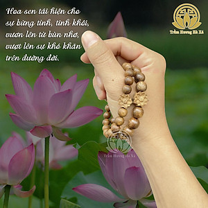 Vòng tay trầm hương mix hoa sen tốc đeo tay nam nữ phong thủy may mắn bình an tài lộc Trầm Hương Hà Xá