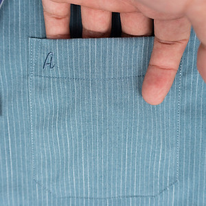 Áo Sơ Mi Nam Công Sở Trung Niên Anton Somianton Màu Xanh Lục Kẻ Sọc Trắng Ngắn Tay Sợi Bamboo- XNC141