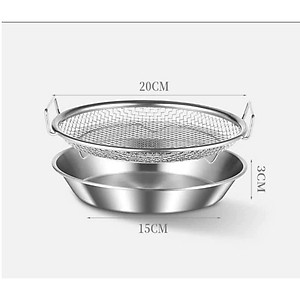 Set Khay Kèm Đĩa, Vỉ Lưới Lọc Dầu Chất Liệu INOX 304 Cao Cấp, Đựng Ráo Dầu Thức Ăn Chiên Rán Lọc Dầu 20cm - 25cm - HÀNG CHÍNH HÃNG MINIIN