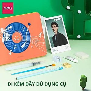 Bộ Màu Nước Nén Water Color Cao Cấp 24 36 48 Màu Tặng Bút Lông Nước, Mút, Cọ, Tẩy, Bút Chì, Gọt, Màu Trắng Deli - Chuyên Dùng Cho Học Sinh, Sinh Viên, Vẽ Mĩ Thuật Chuyên Nghiệp