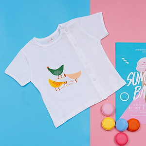 Áo sơ sinh cotton bác sĩ tay ngắn