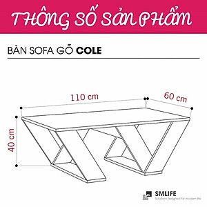 Bàn gỗ cafe bàn trà phòng khách SMLIFE Cole