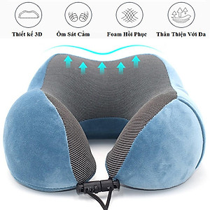 Gối Ngủ Văn Phòng Du Lịch Chữ U Tặng Kèm Bịt Mắt, Bịt Tai Bộ Chống Mỏi Chất Liệu Memory Foam Chính Hãng Amalife Ama02