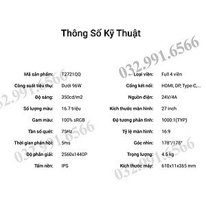 Màn Hình Máy Tính 27 inch, Màn Hình Gaming T2721QQ 27 Inch – Tấm nền IPS Tần số quét 75HZ- Màn Hình Giá Rẻ - Hàng chính hãng