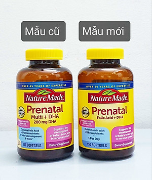 Vitamin cho bà bầu Prenatal Folic Acid+ DHA Nature Made giúp mẹ khỏe, bé phát triển não bộ, hệ thần kinh và thể lực - QuaTangMe Extaste