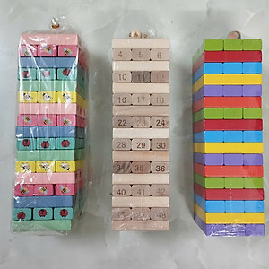 Đồ Chơi Rút Gỗ, SIZE TO, Đồ Chơi Gỗ Với 3 Mẫu Động Vật, Số Và Màu 51Pcs, Đồ Chơi Trẻ Em Thông Minh