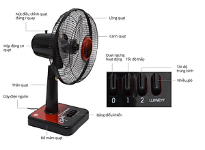 Quạt bàn Senko sang trọng cao cấp B1210 màu ngẫu nhiên - Hàng Chính Hãng