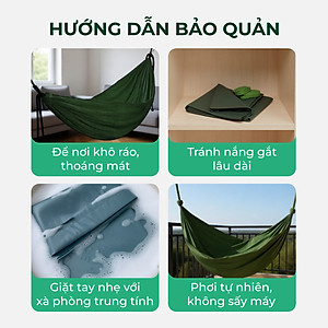 Võng Dù 2 Lớp Màu Xanh Vải Dày Siêu Mát Tiện Dụng Kèm 2M Dây Dù