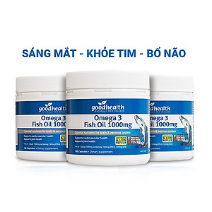 Combo 3 Hộp Dầu Cá Goodhealth Omega 3 Fish Oil 1000mg 150 Viên - Bổ Não - Tăng Trí Nhớ - Mắt Tinh - Chính Hãng Từ New Zealand
