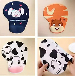 Lót Chuột Tròn Có Kê Tay Chống Chai Họa Tiết Dễ Thương 18 x 23 cm PaKaSa - Hàng chính hãng