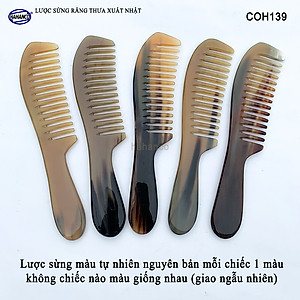 Lược sừng răng thưa Chải tóc xoăn, xù (Size: L - 20cm) COH139 - Lược xuất Nhật - Chăm sóc tóc