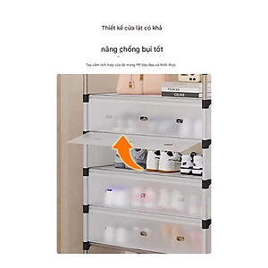 Kệ Giày Inox 5 Tầng Có Vách Ngăn Chắn Bụi, Giá Inox Để Giày Dép 4 - 5 Tầng Có Nắp Đậy, Tủ Giày Thế Hệ Mới - HÀNG CHÍNH HÃNG MINIIN