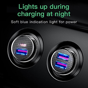 Tẩu sạc trên ô tô Baseus 2 cổng (USB +Type) sạc nhanh Q.C 4.0 30W c- Hàng Chính Hãng
