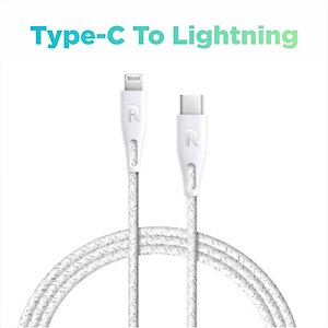 Combo Củ Sạc Nhanh 25W RAVPower RP-PC156 Và Cáp Type-C to Lightning MFI Dây Nylon Siêu Bền Dài 1.2M RP-CB1004 Sạc Nhanh Đến 20W Cho iPhone, Cho iPad - Hàng Chính Hãng
