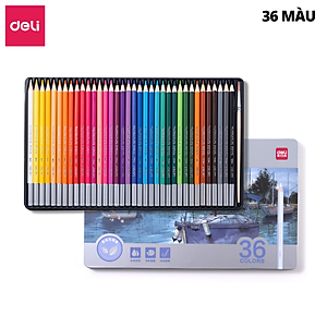 Bút Chì Màu Gốc Nước Cao Cấp Deli 24/36/48/72 Màu Hộp Thiếc - Không Dễ Gãy Tô Vẽ Tranh Chuyên Nghiệp