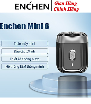 Máy cạo râu Enchen Mini 6, lưỡi dao kép tự mài siêu mỏng, chống nước IPX7 cạo khô và ước, pin trâu - Hàng chính hãng