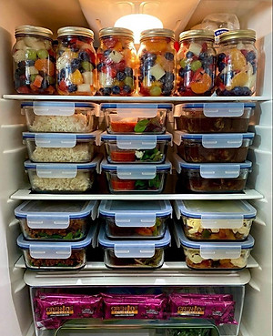 Bộ 4 Hộp Thủy Tinh Hộp Đựng Cơm Trữ Thức Ăn Thực Phẩm Trong Tủ Lạnh Chịu Nhiệt COBA'COOK hộp chữ nhật 370ml- CCL34