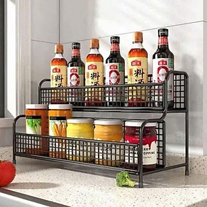 Kệ Để Bàn Bếp 2 Tầng Lưới Thép Sơn Tĩnh Điện Chống Rỉ, Kệ Mỹ Phẩm Trang Trí Tiện Lợi - HÀNG CHÍNH HÃNG MINIIN