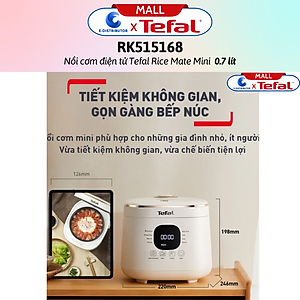 Nồi cơm điện tử Tefal Rice Mate Mini 0.7 lít RK515168 - Hàng Chính Hãng - Bảo Hành 12 Tháng - Dung tích: 0.7 lít Công suất:	350W