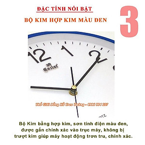 Đồng Hồ Treo Tường EASTAR Cao Cấp Tròn – Số Dập Nổi Máy KIM TRÔI – Bảo Hành 2 Năm – Tặng Pin Maxell