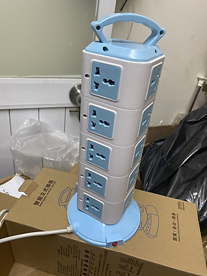 Ổ Điện 5 Tầng Hình Tháp Gồm 20 Ổ Cắm Và 3 Cổng Sạc USB Dùng Cho Chân Cắm 2 Chấu Tròn Đường Kính 4.8mm