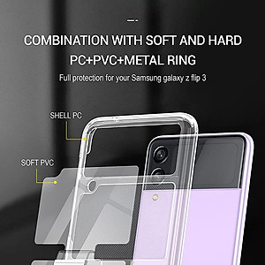 Ốp lưng chống sốc trong suốt kèm iring cho Samsung Galaxy Z Flip 3 hiệu Likgus Cover Ring (chất liệu cao cấp, thiết kế iring chống rơi rớt) - hàng nhập khẩu