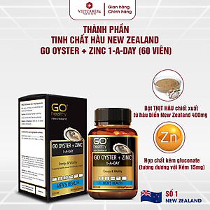 Viên uống tinh chất Hàu nhập khẩu chính hãng New Zealand GO OYSTER + ZinC (60 viên) giúp tăng cường sinh lý nam, cải thiện chất lượng tinh trùng
