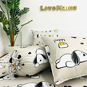 Ga chống thấm bảo vệ nệm vải Cotton LoveMama họa tiết cún mềm mại thoáng mát