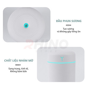 Máy phun sương xông tinh dầu tạo ẩm Rhino H901 dung tích 420ml, nhỏ gọn, không gây tiếng ồn, tích hợp đèn ngủ RGB nhiều màu, có chế độ tự ngắt - Hàng chính hãng