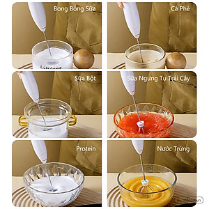 Máy Đánh Trứng, Đánh Sữa Và Tạo Bọt Cafe Cầm Tay Di Động 3 Tốc Độ Sử Dụng Pin Sạc Cao Cấp - Giao màu ngẫu nhiên