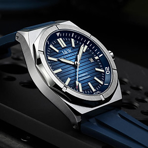 Đồng hồ nam chính hãng I&W CARNIVA 711G-S1 hàng mới,Kính sapphire chống xước ,Chống nước 50m ,Bảo hành chính hãng,Máy cơ (Automatic),dây cao su cao cấp, mặt xanh thiết kế đơn giản dễ đeo