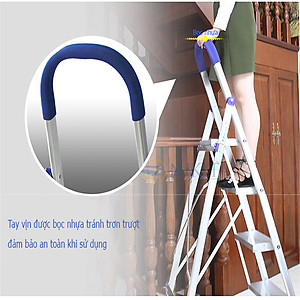 Thang ghế tay vịn gia đình xếp gọn, bậc thang to kèm tay vịn đảm bảo an toàn -Hàng chính hãng NIKITA