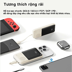 Pin dự phòng sạc nhanh ROCK P99 PD 22.5W 20000mAh có cáp tích hợp , hàng chính hãng bảo hành 1 năm
