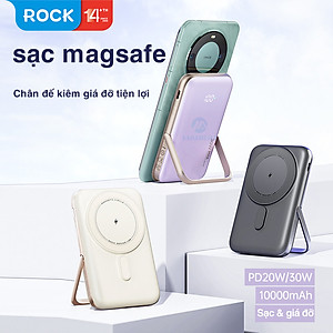 Pin sạc dự phòng không dây kèm giá đỡ điện thoại Rockspace P20 SE sạc nhanh PD 20W 10000mAh - Hàng chính hãng bảo hành 12 tháng