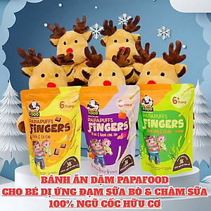 COMBO 9 VỊ BÁNH ĂN DẶM PAPAFOOD PAPAPUFFS - 100% Ngũ Cốc Hữu Cơ - CHO BÉ DỊ ỨNG ĐẠM SỮA BÒ & CHÀM SỮA - Gói 30G