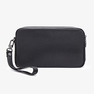 Clutch Đeo Chéo Ví Nam Cầm Tay GENCE RB08 Da Bò Khóa Vân Tay Cao Cấp Màu Đen