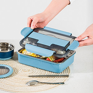 Hộp Đựng Cơm Inox Giữ Nhiệt Deli- An Toàn Khi Sử Dụng Lò Vi Sóng Chống Tràn Đa Chức Năng Giá Đỡ Điện Thoại