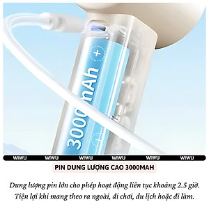 Quạt cầm tay turbo sò lạnh mini siêu mát Pin trâu 3000 mAh, nhỏ gọn linh hoạt hiệu WIWU Wi-FS016 ChillMate - 100 chế độ gió, thiết kế đẹp, bền - hàng nhập khẩu