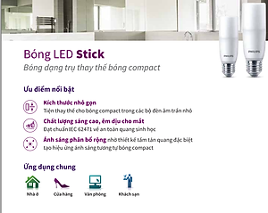 Bóng đèn Philips LED Stick, bảo vệ mắt (01 bóng)