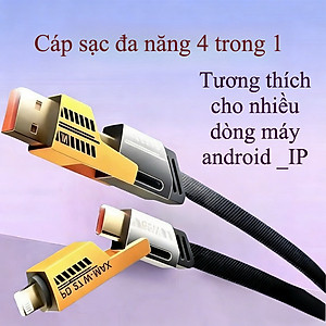 Cáp Sạc 4 Trong 1 đa năng dài 1 mét - công suất 65W, dùng cho nhiều dòng điện thoại 