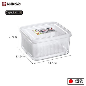 Set hộp thực phẩm 2 lớp bảo quản tủ lạnh, dùng được trong lò vi sóng Nakaya 1.1L - Hàng nội địa Nhật Bản (#Made in Japan)