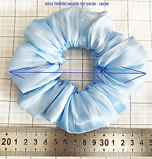 Cột tóc scrunchies màu ngọc ánh kim sang trọng size trung lớn