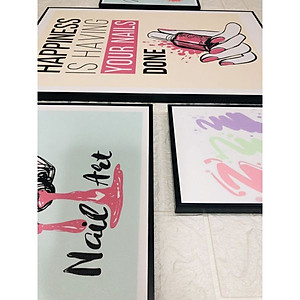 Tranh treo tường tiệm nail- bộ 6 tranh treo tường hiện đại trang trí tiệm nail - tặng kèm khung và đinh treo tường KT20