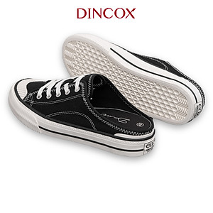 Giày Sục Đạp Gót Mules Vải Sneaker Unisex Tăng Chiều Cao 4cm DINCOX E10 Black