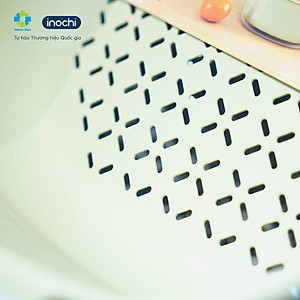 Bộ thau rổ nhựa vuông inochi Yoko chính hãng, rổ to kèm thau trong suốt đựng rửa rau tiện lợi, an toàn, kháng khuẩn - Tặng kèm hình dán sticker 