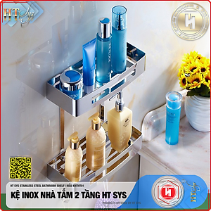 Kệ nhà tắm inox 304 HT SYS - Kệ để đồ phòng tắm 2 tầng đa năng - Chất liệu inox 304 cao cấp - Tích hợp móc treo đồ - LOẠI DÀY - Hàng Chính Hãng